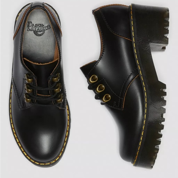 NWOB Doc Martens Leona Lo Vintage Smooth Leather Heeled Shoes Size 6 - Picture 9 of 13